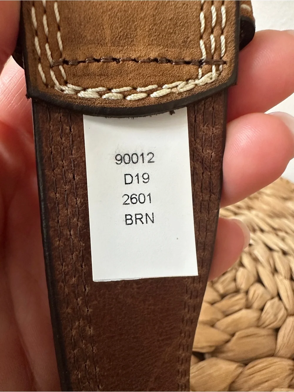 Duluth Trading Co Brown Leather Double Stitch Belt 34 Rugged Workwear Heavy Duty